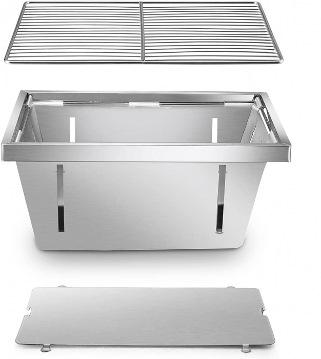 Gratar pliabil si portabil din inox Bohmann BHBBQ, 32x21.5x14.5cm, Argintiu [2]