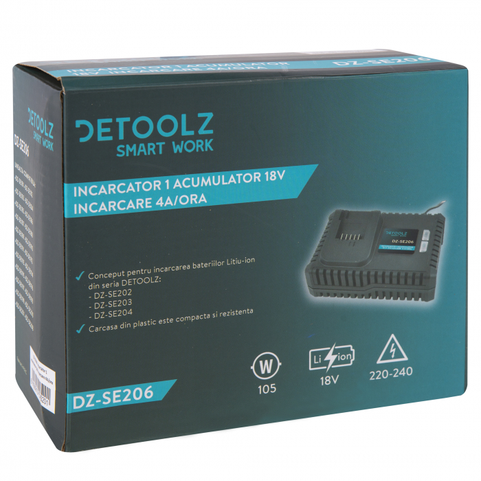 Incarcator Detoolz DZSE206 pentru un acumulator 18V, incarcare 4A/h [5]