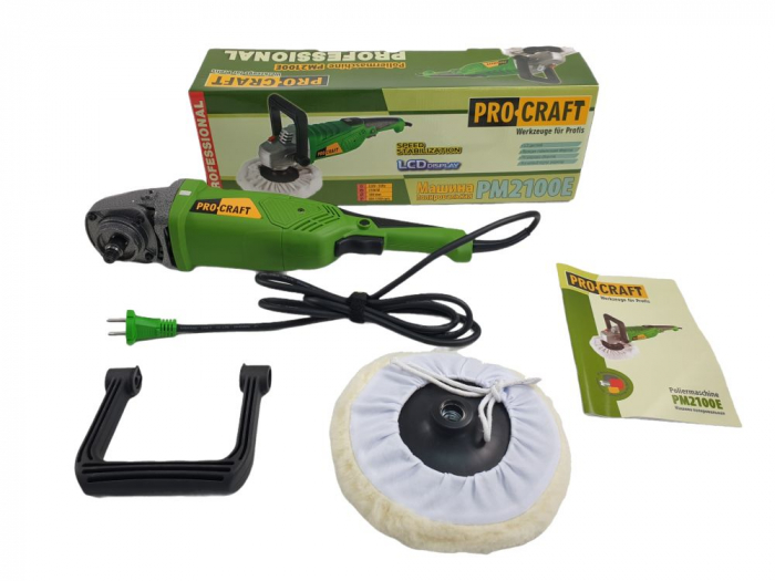 Masina de polisat Procraft PM2100E, 180mm, variator, 3300rpm, 2.1kW, LCD display [7]