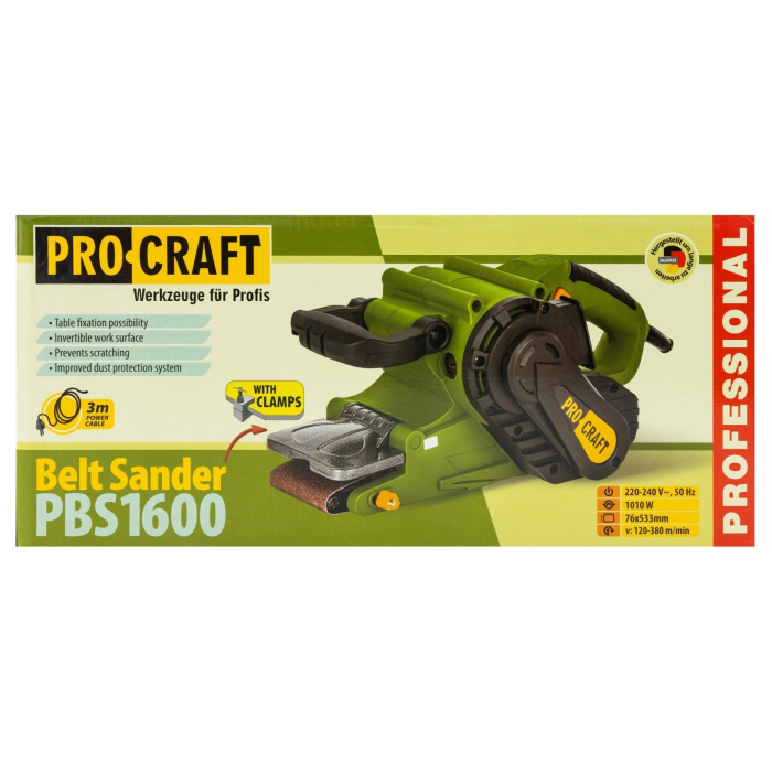 Masina de slefuit cu banda Procraft PBS1600, 1010W, Dimensiune banda 533x76, 380RPM, Variator 6 trepte [9]