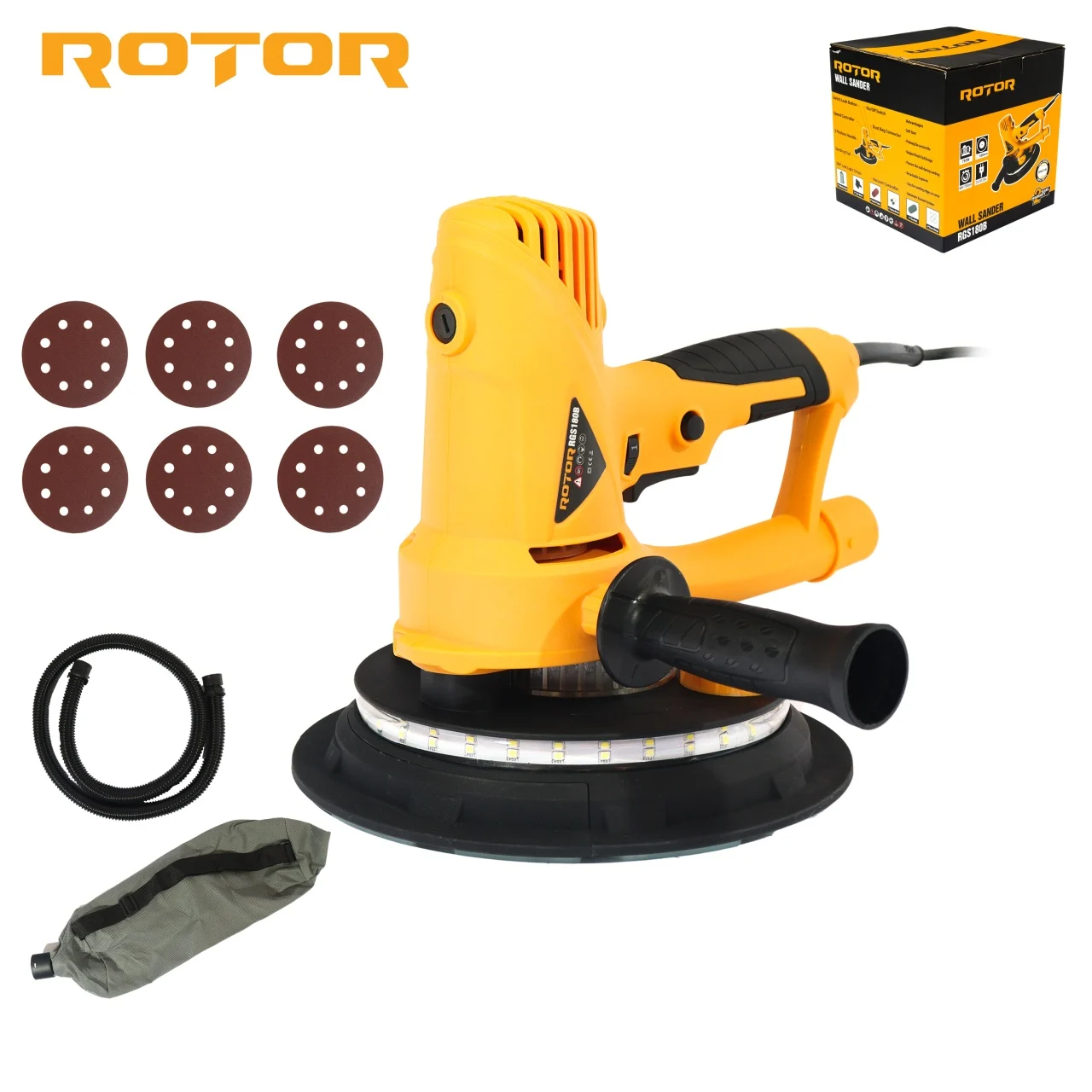 Masina de slefuit pereti Rotor, 750W, 800-1750RPM, 6 discuri abrazive incluse [5]