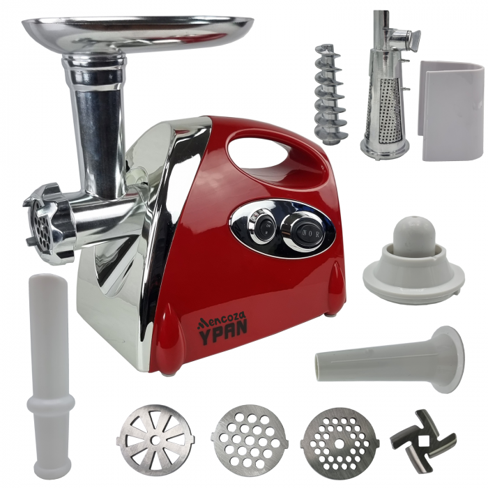 Masina de tocat carne 4 in 1 Mencoza by Ypan, 2500W, accesoriu suc de rosii, carnati, chitfele, 3 site, functia revers, motor cupru [5]