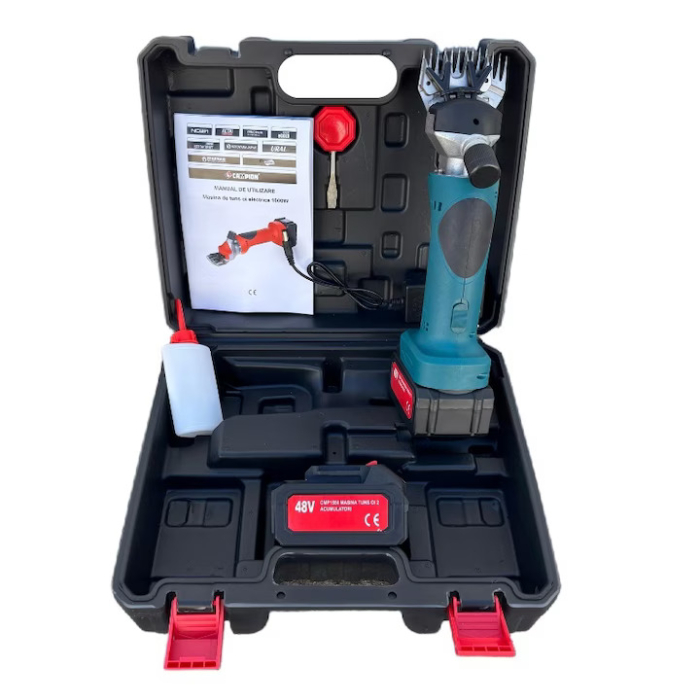 Masina de tuns oi pe acumulator, 48V/6000mAh, 1000W, 2 acumulatori, Accesorii incluse, Geanta de transport [4]