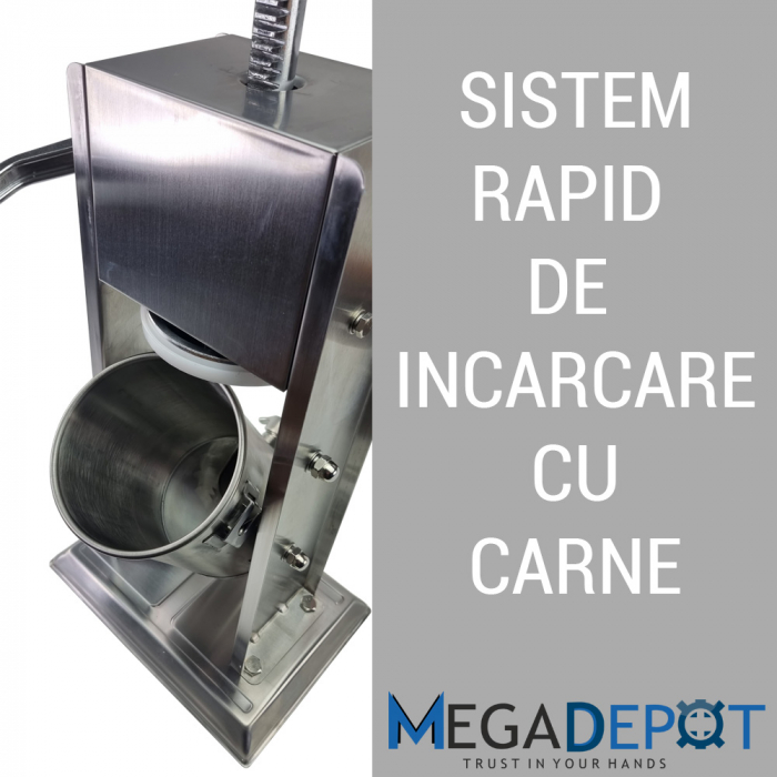 Aparat de umplut carnati profesional Elefant ML-S7, 7Kg, Mecanic, Inox-integral, 6 palnii incluse [5]
