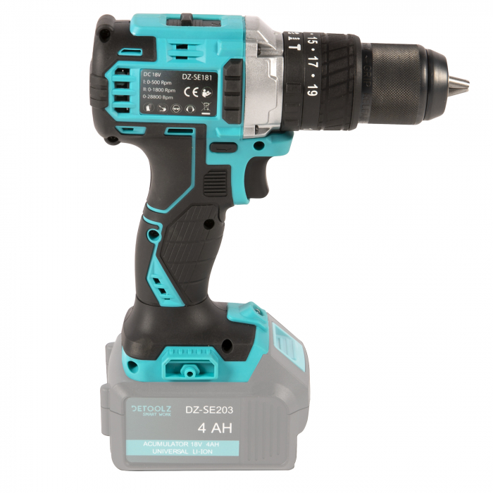 Masina gaurit/insurubat Detoolz DZ-SE181, cu percutie, 45Nm, 18V, pe acumulator, fara acumulator si incarcator inlcuse [4]
