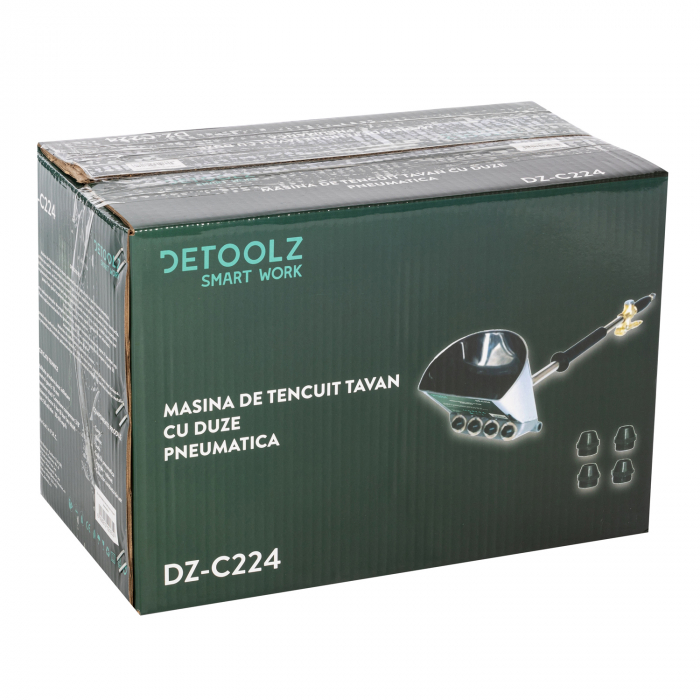 Masina pneumatica de tencuit tavan, cu duze, Detoolz DZ-C224, Presiune 6-8 bar, 30-60 mp/h, Otel inoxidabil [7]