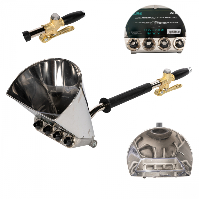 Masina pneumatica de tencuit tavan, cu duze, Detoolz DZ-C224, Presiune 6-8 bar, 30-60 mp/h, Otel inoxidabil [2]