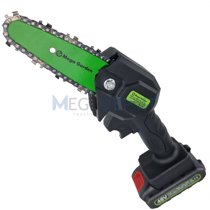 Mini fierastrau cu lant electric MegaGarden Profesional 48V , 2 acumulatori, 3 lanturi, incarcator, geanta de transport [2]