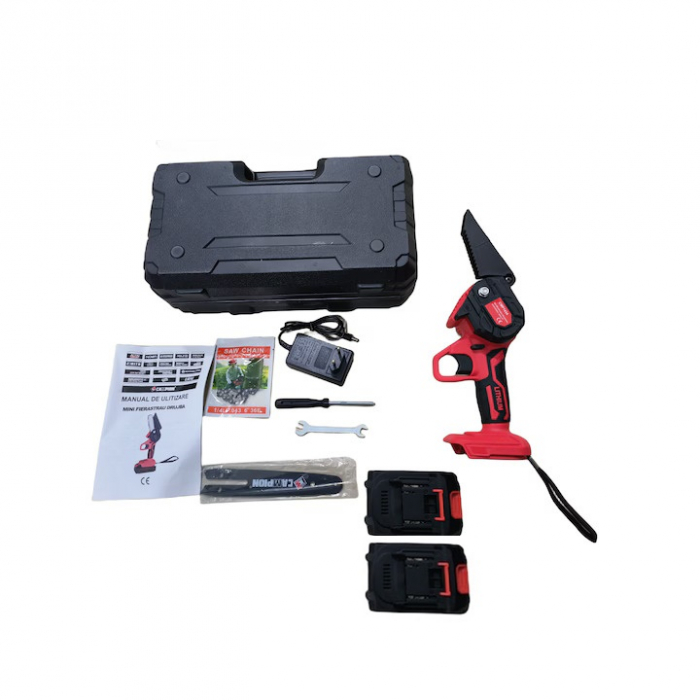 Minifierastrau cu 2 acumulatori Mencoza Campion, 36V/4Ah, Lama 6”, Accesorii incluse [3]