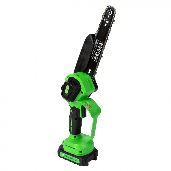 Minifierastrau Micul Fermier, 20V/1.5Ah, 1 lama 6” + lant, 1 lama 8” + lant, acumulator si incarcator incluse [8]