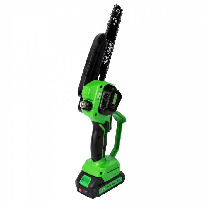 Minifierastrau Micul Fermier, 20V/1.5Ah, 1 lama 6” + lant, 1 lama 8” + lant, acumulator si incarcator incluse [6]