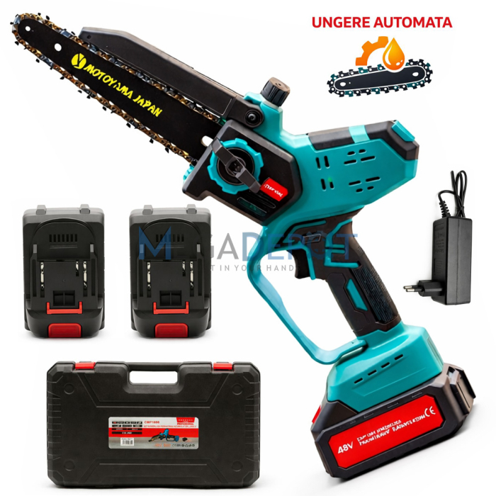 Minifierastrau Motoyama Japan, 48V, 2 acumulatori, Sistem de ungere automata integrat, Lama+Lant 8", Geanta transport [2]