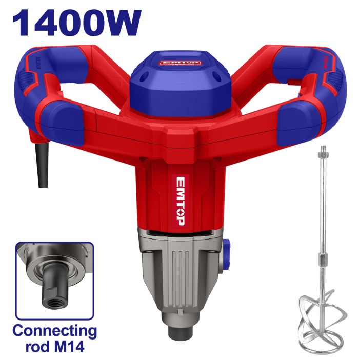Mixer electric 1400W, cutie viteze din aluminiu, set extra perii motor, tel inclus - EMXR14001, EMTOP [1]