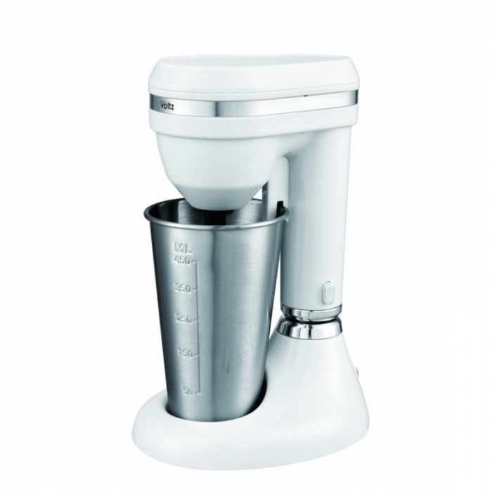Mixer pentru frappe Oliver Voltz, 100W, 2 viteze, Pahar otel gradat 450ml, Alb