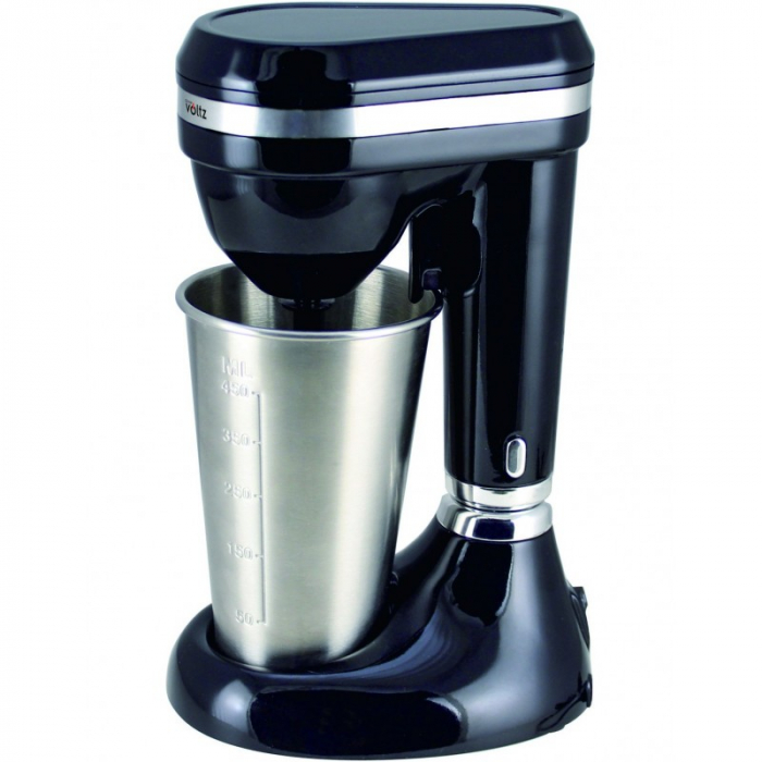 Mixer pentru frappe Oliver Voltz, 100W, 2 viteze, Pahar otel gradat 450ml, Negru
