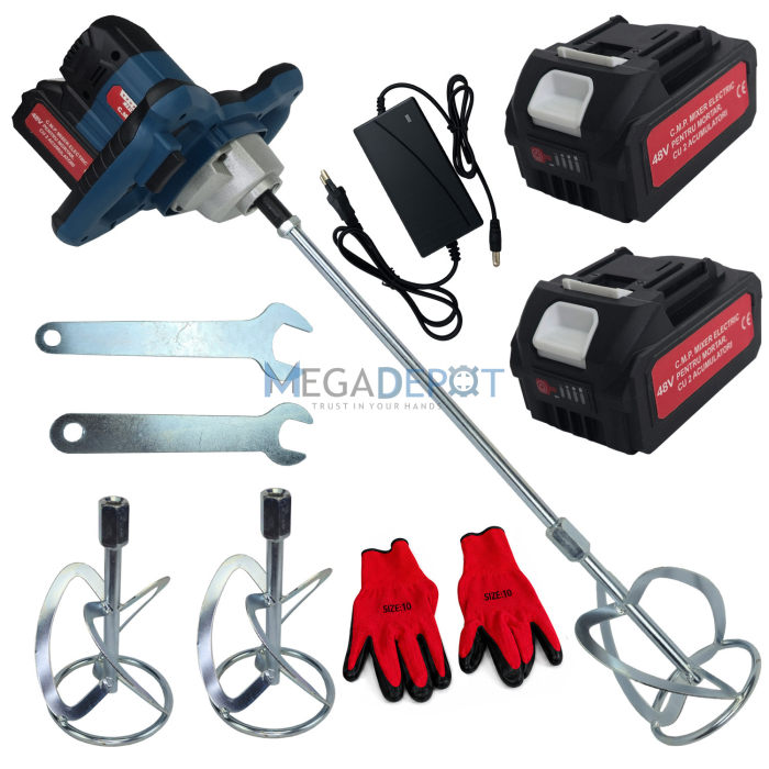 Mixer pentru mortar pe acumulator, Altai Campion PRO, 6 viteze, 2 x Acumulatori, 48V, 0-800RPM, 2 x Palete [4]
