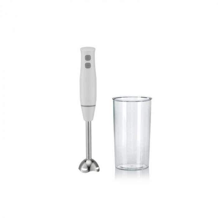 Mixer vertical tip blender cu pahar, Rosberg, 400W, Capacitate pahar 700ml, Lama otel inoxidabil, Alb