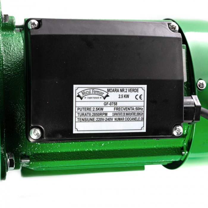 Moara electrica cu ciocanele nr. 2 Micul Fermier GF-0758, 2.5kW, Productivitate 200 kg/h, 2850RPM, Verde [7]
