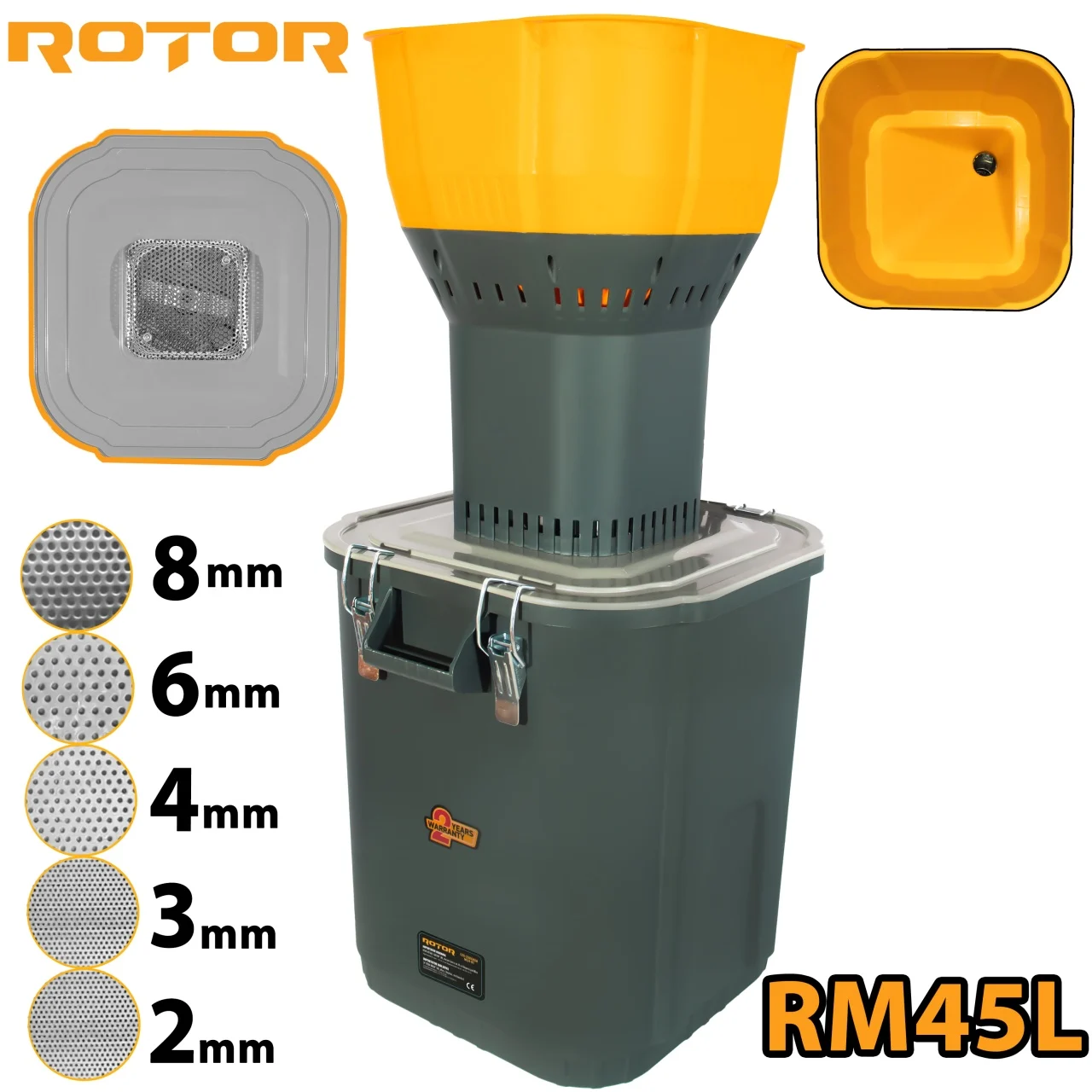 Moara electrica pentru cereale Rotor, 1300W, 19000RPM, Volum 45L, 5 site incluse [6]