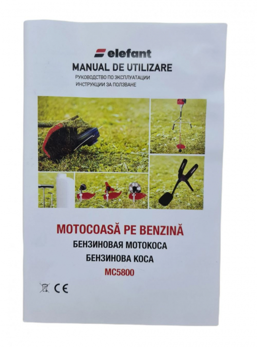 Motocoasa pe benzina ELEFANT MC5800, 4 Timpi, 62CC, 4 Sisteme Taiere, 8 Accesorii Incluse [15]