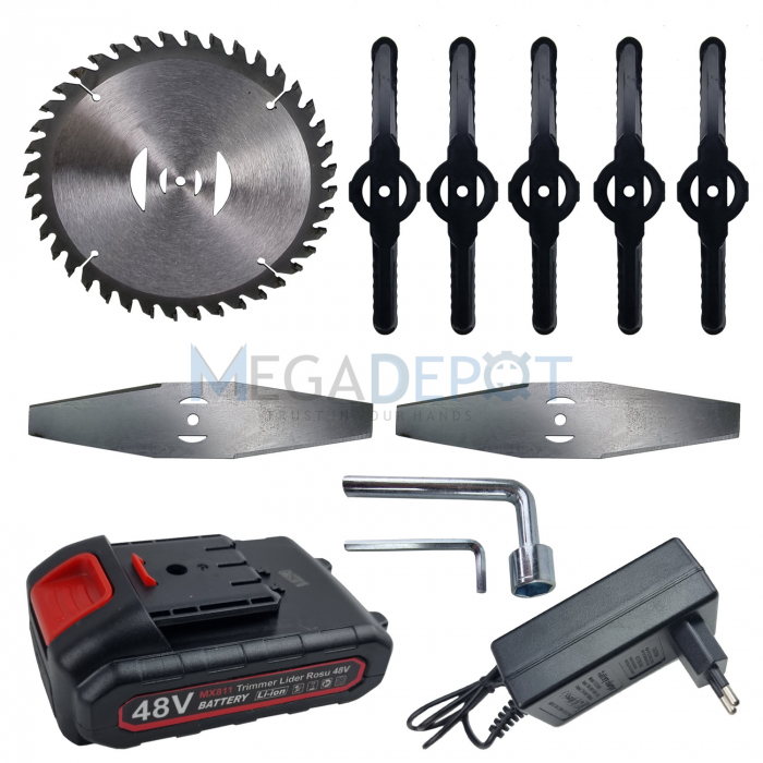 Motocoasa electrica ( trimmer ) cu acumulator LIDER 48V, 4000mAh, complet accesorizata [7]