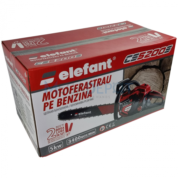 Motofierastrau (drujba) pe benzina Elefant CS5200S, 5000W, 6.7CP, 3400RPM, 52cm³, Lama 38/45cm [4]