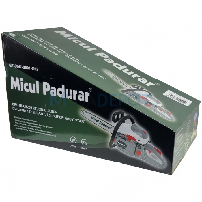 Motofierastrau (drujba) pe benzina Micul Padurar 5200 E5 1L16"-1L SES, 2T, 2.9CP, 55CC [3]