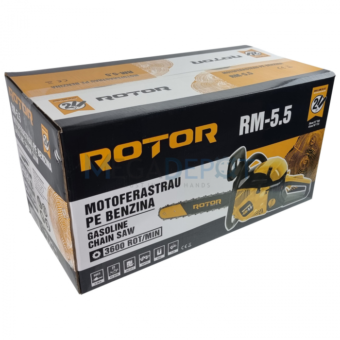 Motofierastrau (drujba) pe benzina Rotor RM-5.5, 3500W, 4.6CP, 3600RPM, 58cm³, Lama 38/45cm [4]