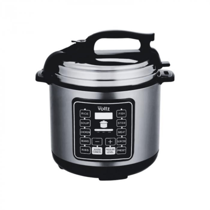 Multi-cooker cu gatire sub presiune, 6L, 1000W, 9 programe, mentinere cald, acoperire anti-aderenta, gatire multi-level, Inox