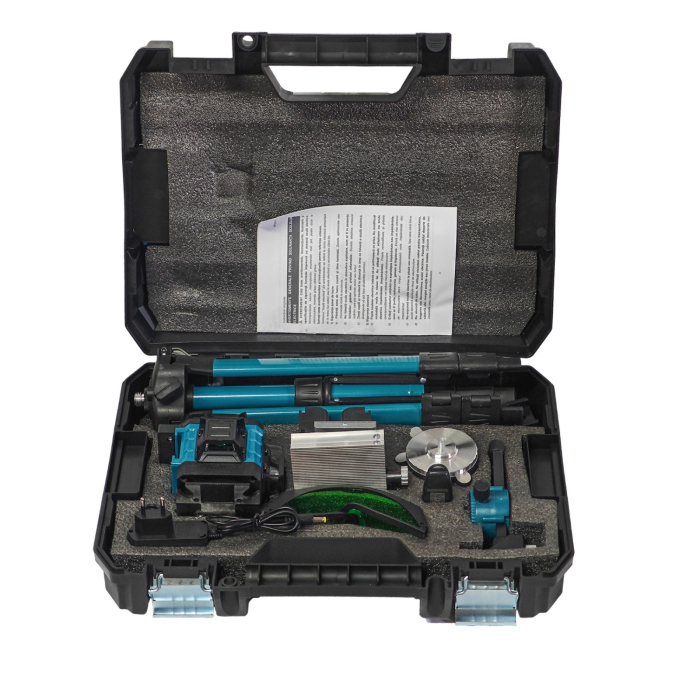 Nivelă laser profesională DDT-KRISTAL 16 linii 4D, verde, cu 2 acumulatori Li-Ion, telecomandă, trepied, suporturi și valiză de transport [2]