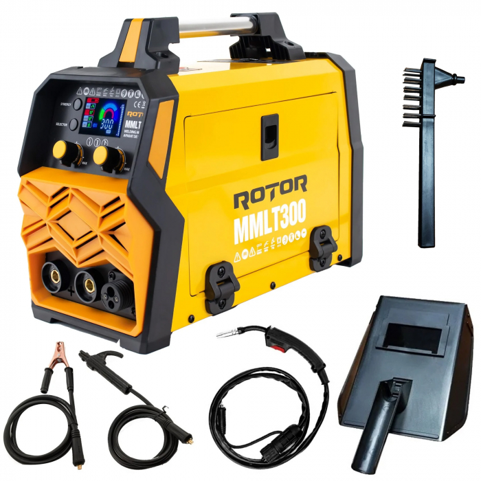 Pachet Aparat de sudura Rotor MIG/MMA/LIFT TIG , 20-300A, sarma flux fara gaz, Masca automata, 4 suporti magnetici, sarma flux [6]