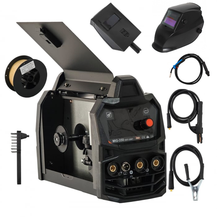 Pachet promo Invertor Aparat de sudura MIG MMA DDT PROFESIONAL cu Electrozi si Sarma, 350A+Masca Sudura Automata cu Reglaj si Cristale