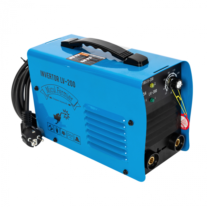 Pachet promotional Aparat de sudura invertor Micul Fermier LV-200, Masca automata, Palmari, Electrozi, 200A, Albastru, Accesorii incluse [7]
