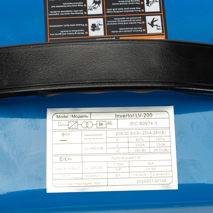 Pachet promotional Aparat de sudura invertor Micul Fermier LV-200, Masca automata, Palmari, Electrozi, 200A, Albastru, Accesorii incluse [10]