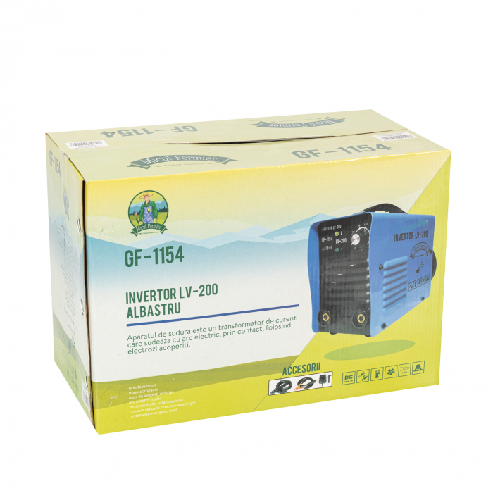 Pachet promotional Aparat de sudura invertor Micul Fermier LV-200, Masca automata, Palmari, Electrozi, 200A, Albastru, Accesorii incluse [13]
