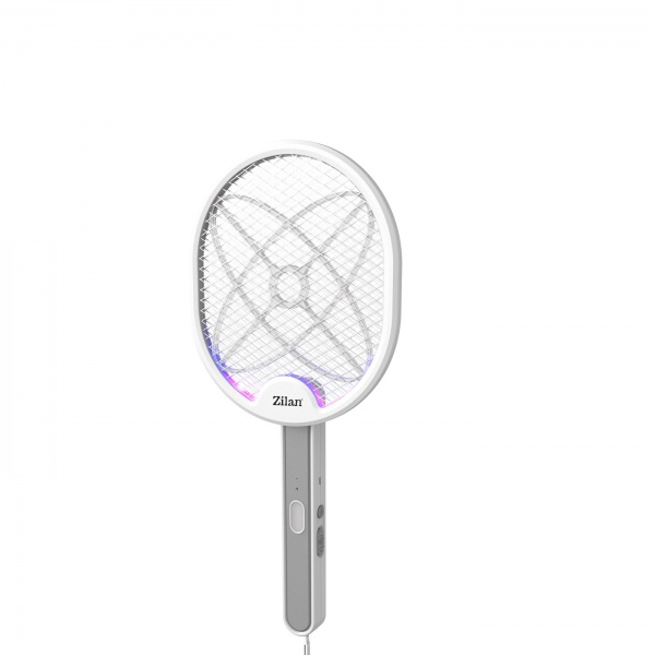Paleta electrica anti-insecte cu suport zilan zln-7088, 3w, voltaj 2800, maner reglabil, alba