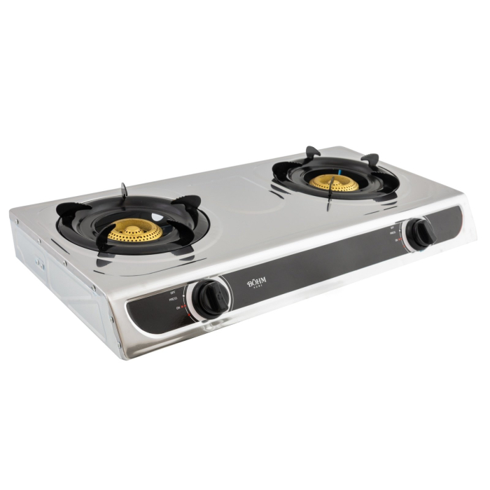 Plita dubla BOHM, 4.6kW, 2 arzatoare, Diametru arzator 90mm, GPL, Aprindere electrica, Chrome [2]