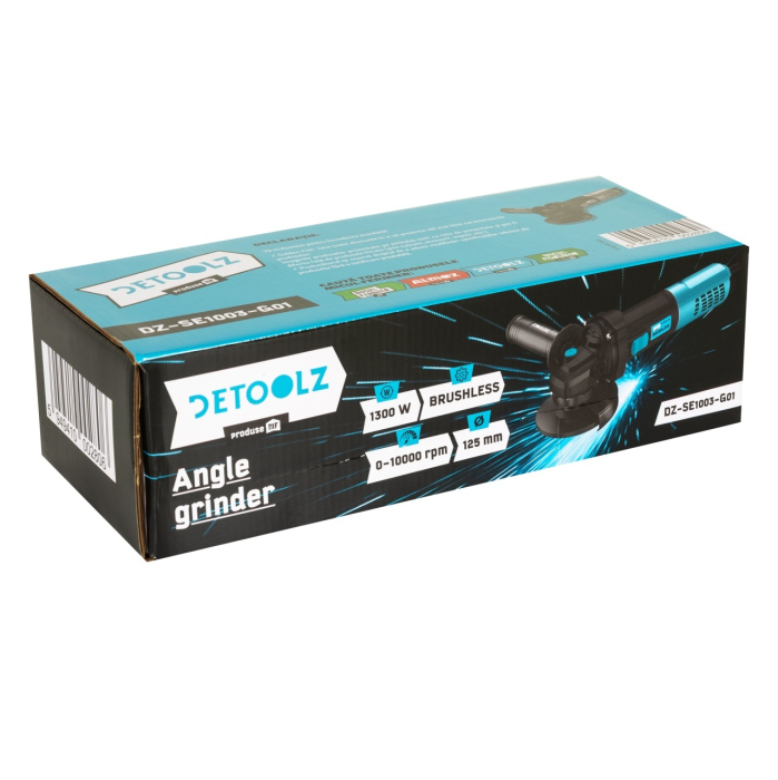 Polizor unghiular Detoolz, motor brushless 1300W, diametru disc 125mmm, variator de turatie [3]