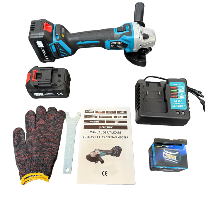 Polizor unghiular (flex) 48V/8Ah, Manusi + Lanterna incluse, Geanta de transport [4]