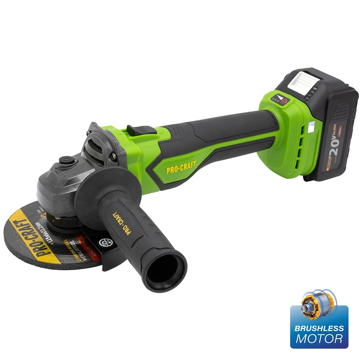 Polizor unghiular pe acumulator PROCRAFT, 20V/4Ah, Brushless, Diametru disc 125mm [2]