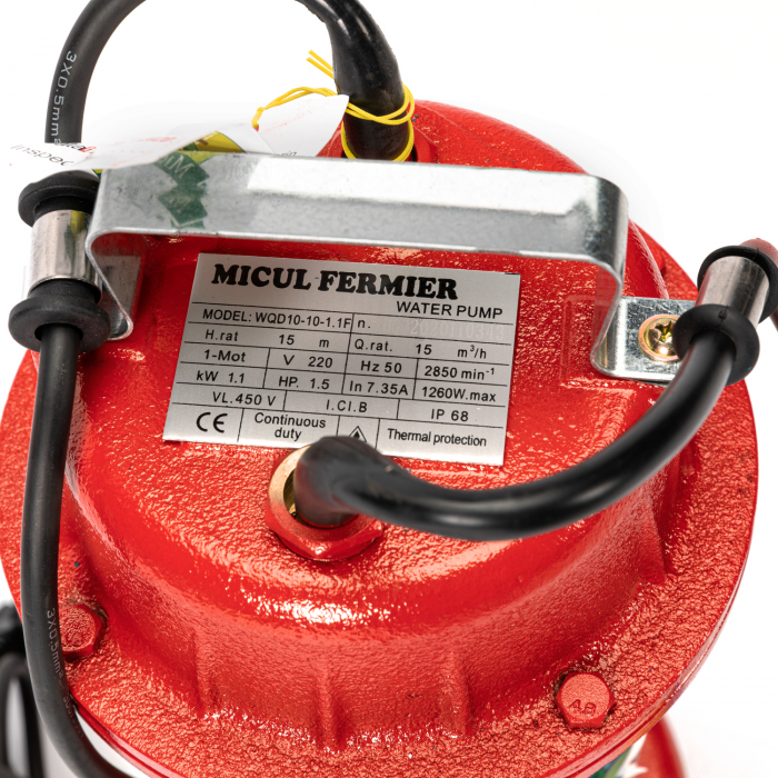 Pompa apa murdara Micul Fermier WQD10-10-1.1, 15m, 1.1Kw, cu plutitor, Rosie [2]