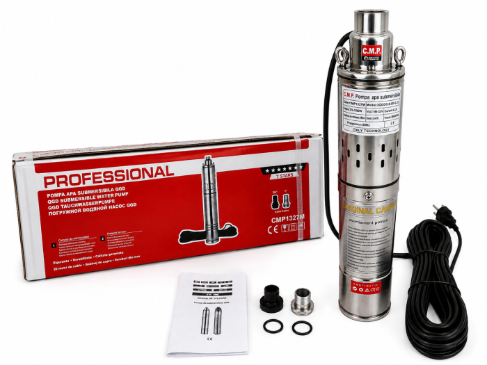 Pompa de apa submersibila Aqua Tech Premium 3QGD0.8-50-0.25, 1500W,  H160m, Debit 5m³/h, Diametru 75mm, Bobinaj Cupru, Inox, Cablu 20m [3]