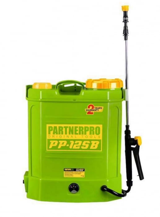 Pompa de stropit PartnerPRO, 12V 8Ah, Capacitate 12L, Debit 2.6L min.