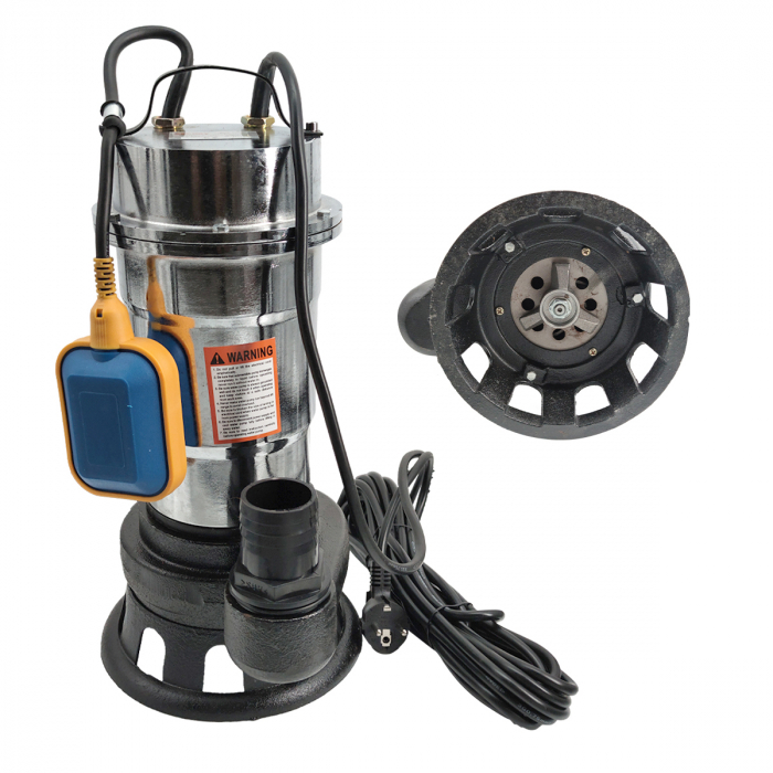 Pompa pentru apa murdara DDT , cu plutitor si tocator , 3000 W , Adancime evacuare maxim 8 Metri, corp inox+ Furtun pompier, 20 metri, 2 toli, [2]