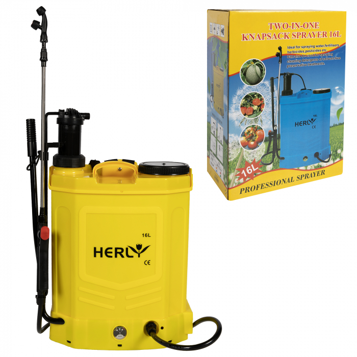 Pompa stropit 2 in 1 (acumulator+manuala) HERLY GF-0639, 16L, Galbena [2]