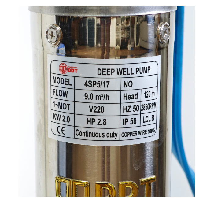 Pompa submersibilă de adâncime DDT 4SP5/17 – 2 kW, 3 CP, 9 m³/h, 120 m inaltimea de refulare , 17 turbine inox, cu panou de control, rezistenta la nisip [2]
