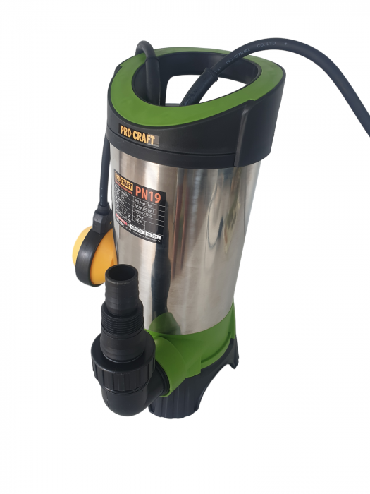 Pompa submersibila de apa murdara ProCraft PN19, 1100W, Debit 15000L/h, Adancime 8m, Refulare 11m [3]