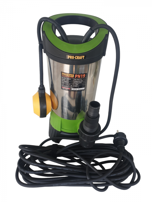Pompa submersibila de apa murdara ProCraft PN19, 1100W, Debit 15000L/h, Adancime 8m, Refulare 11m [5]