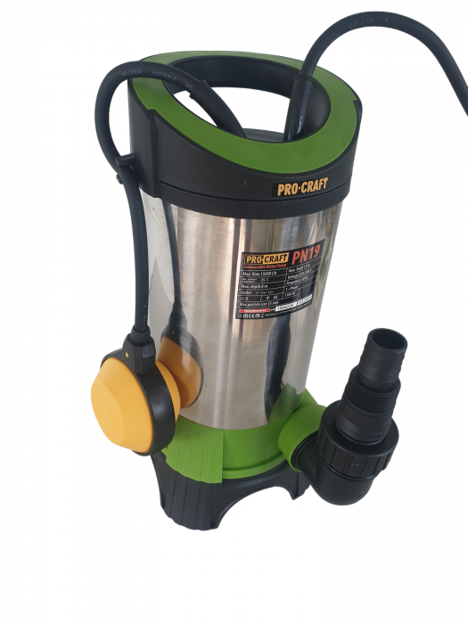 Pompa submersibila de apa murdara ProCraft PN19, 1100W, Debit 15000L/h, Adancime 8m, Refulare 11m [4]