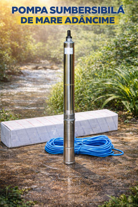 Pompa submersibila de mare adancime, Aqua Tech Premium, Inox, 20 turbine, 12mc/h, H 250m, 30m cablu [7]